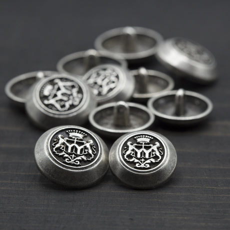 Metal Shank Button Silver Crown 20mm