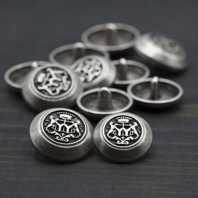 Metal Shank Button Silver Crown 20mm