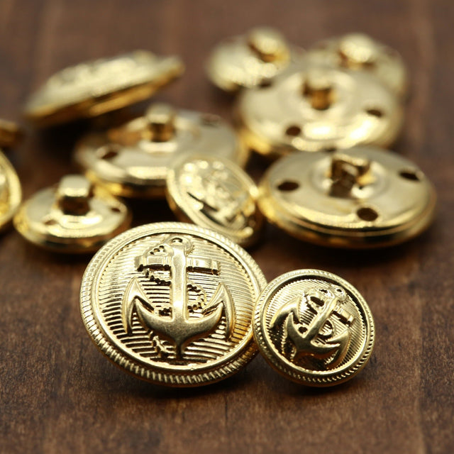 Gold Anchor Metal Shank Button