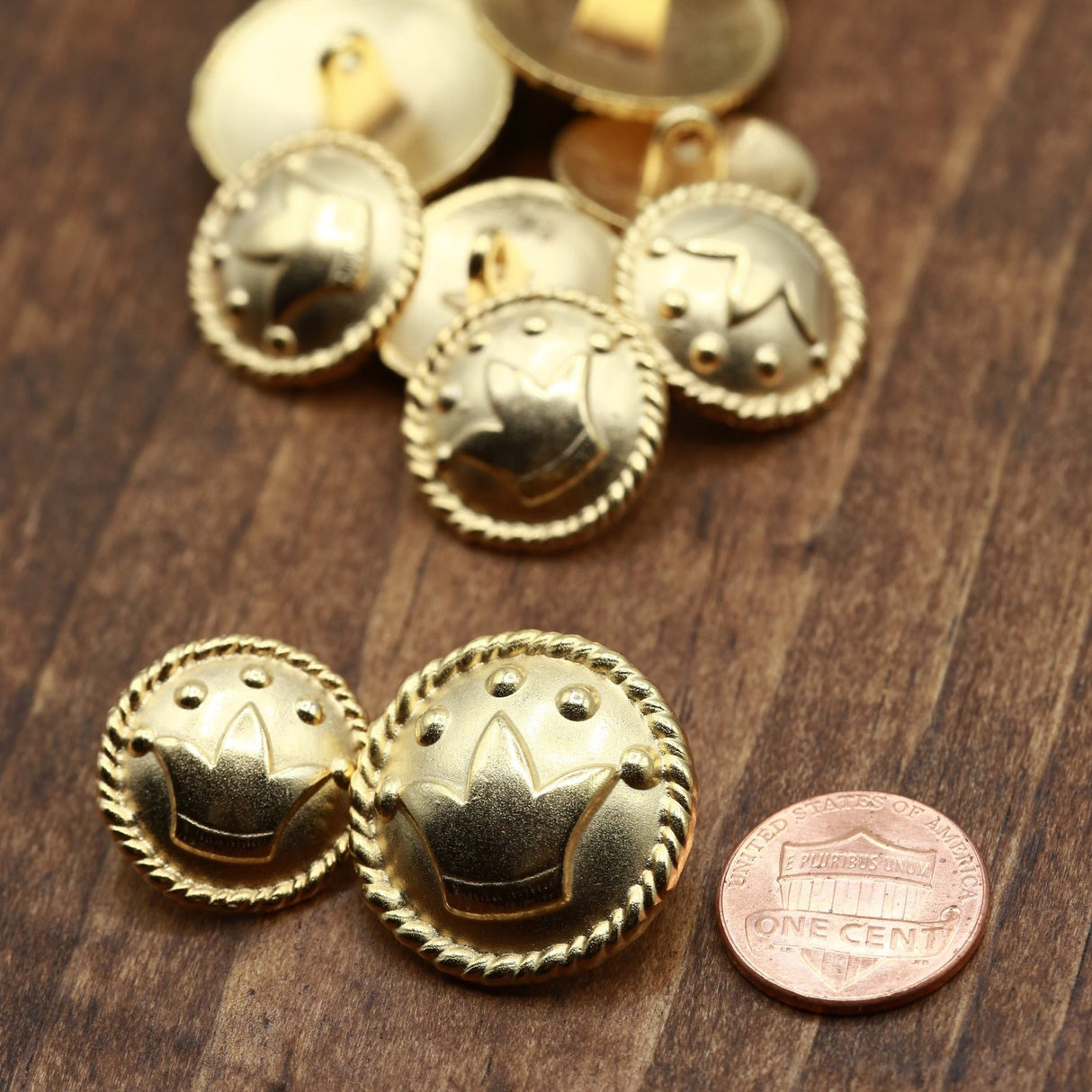 Metal Shank Button Gold Fool Jester's Hat