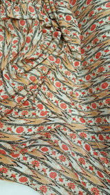 Rayon Challis Coral Peach Floral Print