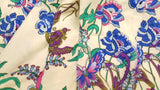 Rayon Challis Floral Butterfly Bird Print