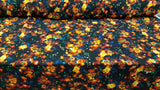 Rayon Floral Print Fabric Black Background