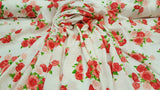 Rayon Challis Floral Roses Red Pink Green