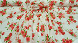 Rayon Challis Floral Roses Red Pink Green