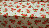 Rayon Challis Floral Roses Red Pink Green