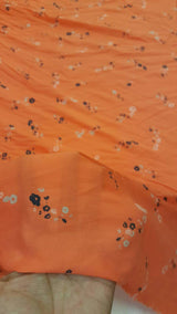 Rayon Floral Print Orange Fabric