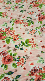 Rayon Crepon Floral Print Pink