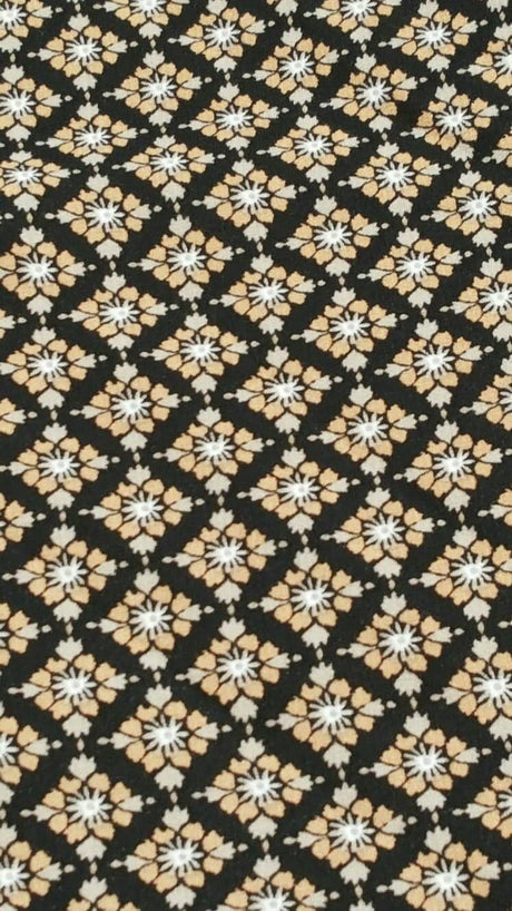 Rayon Challis Tiny Floral Print Black