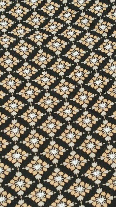Rayon Challis Tiny Floral Print Black