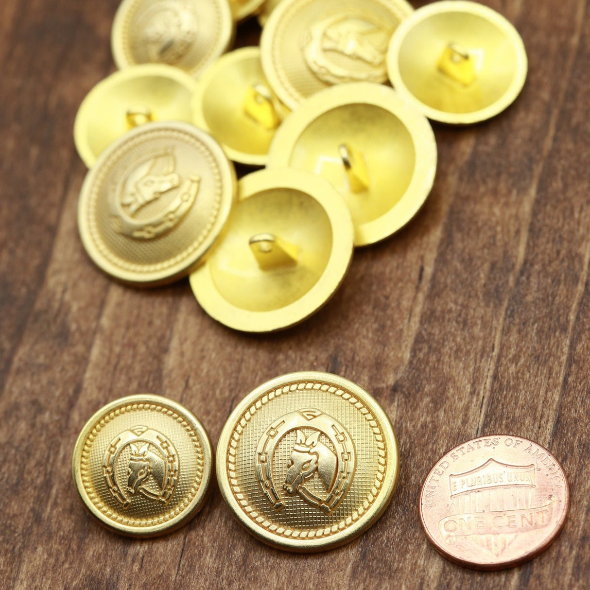Horse Head Gold Metal Shank Button