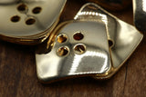 Square Metal Button Gold Reflective Shiny