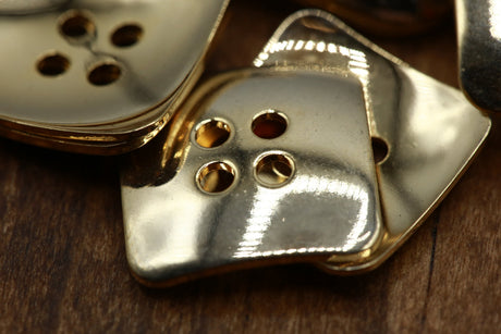 Square Metal Button Gold Reflective Shiny