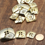 Square Metal Button Gold Reflective Shiny