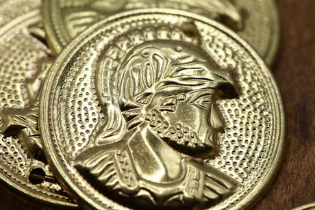 Coin Charm Gold Soldier Head 27mm