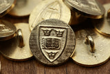Gold Crest Metal Button 24L 15mm