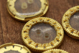 Clear Plastic Button with Gold Framing 30L