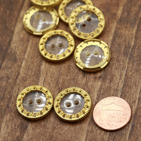 Clear Plastic Button with Gold Framing 30L