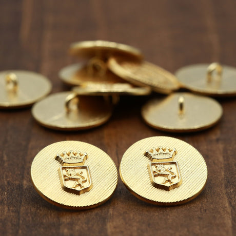 Gold Saluting Lion Crown Shank Button 36L