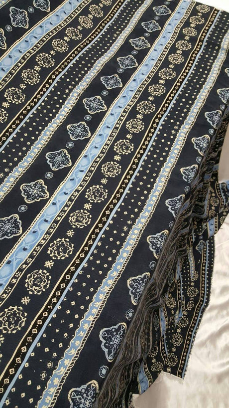 Rayon Crêpe Blue Paisley Fabric