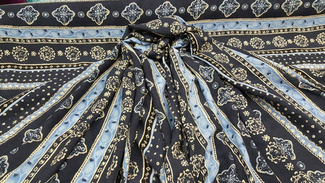 Rayon Crêpe Blue Paisley Fabric