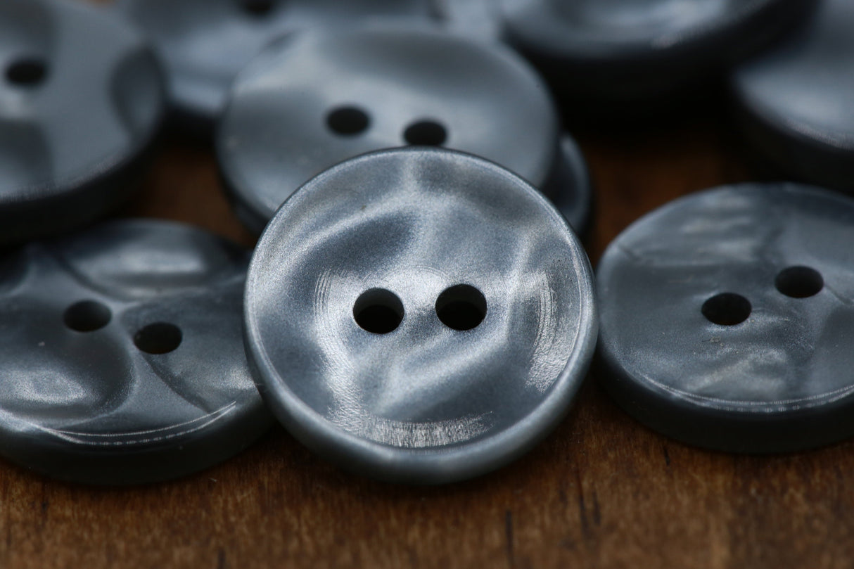 Plastic Button 22L Gray Shiny Finish