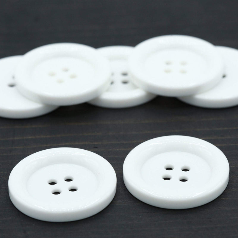 Oversized White Plastic Button 60L
