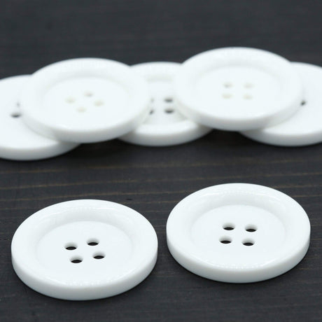 Oversized White Plastic Button 60L