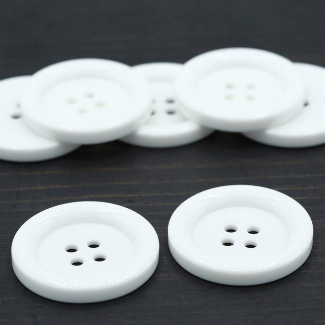 Oversized White Plastic Button 60L