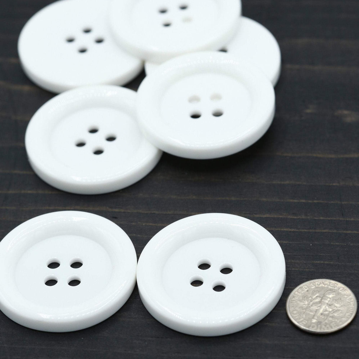 Oversized White Plastic Button 60L