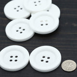 Oversized White Plastic Button 60L