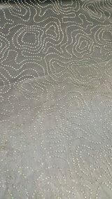 Rhinestone Mesh Lace Navy Blue Multicolor Iridescent