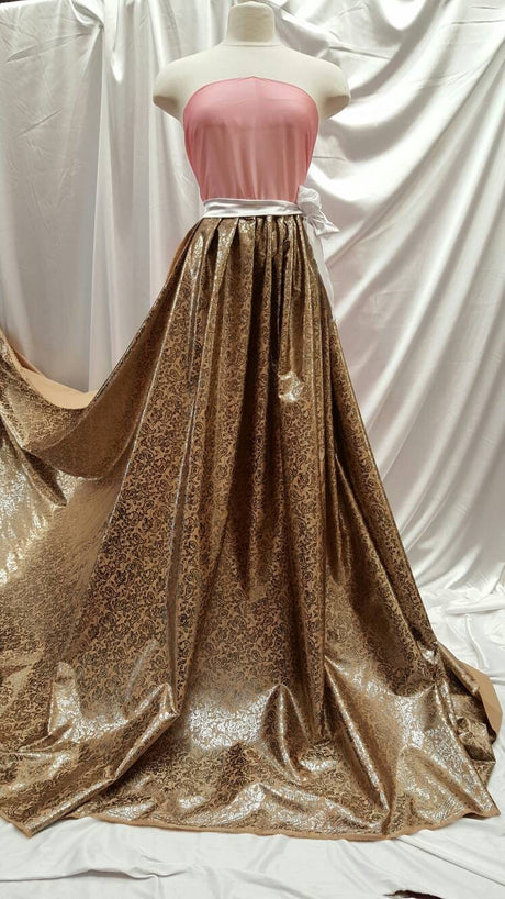 Brocade Paisley Satin Gold Beige