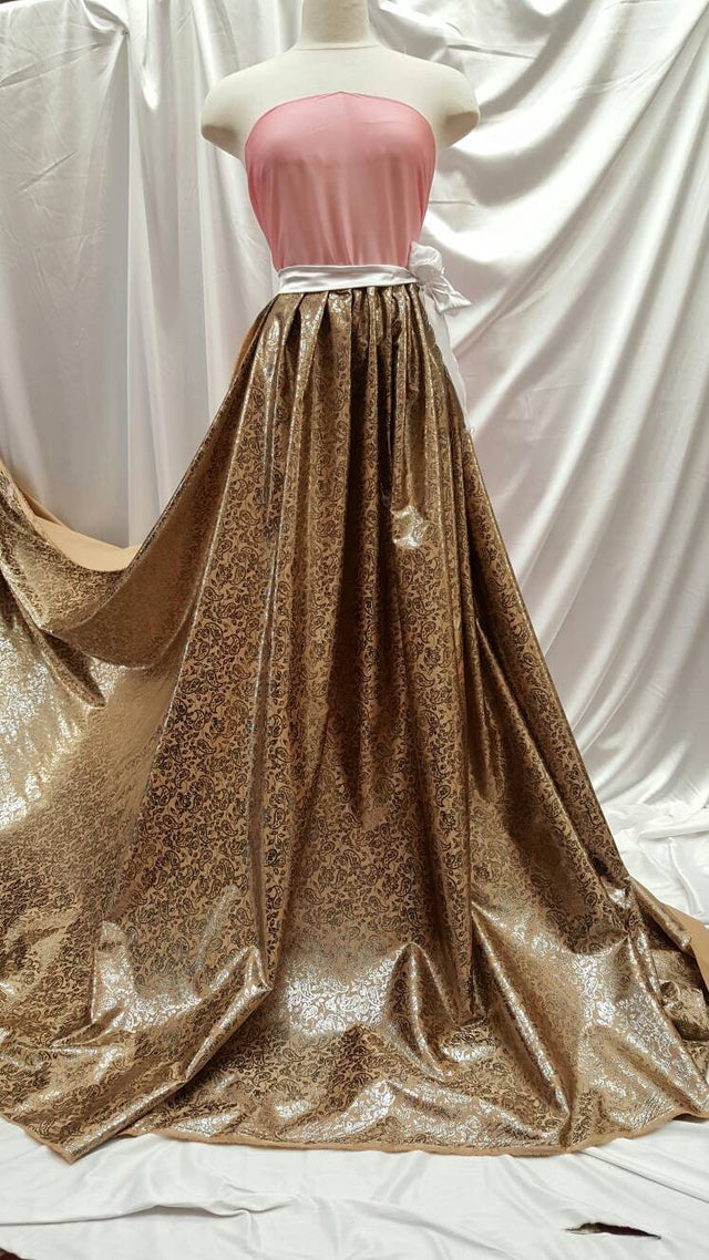 Brocade Paisley Satin Gold Beige