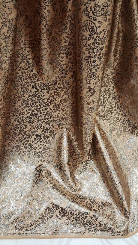 Brocade Paisley Satin Gold Beige