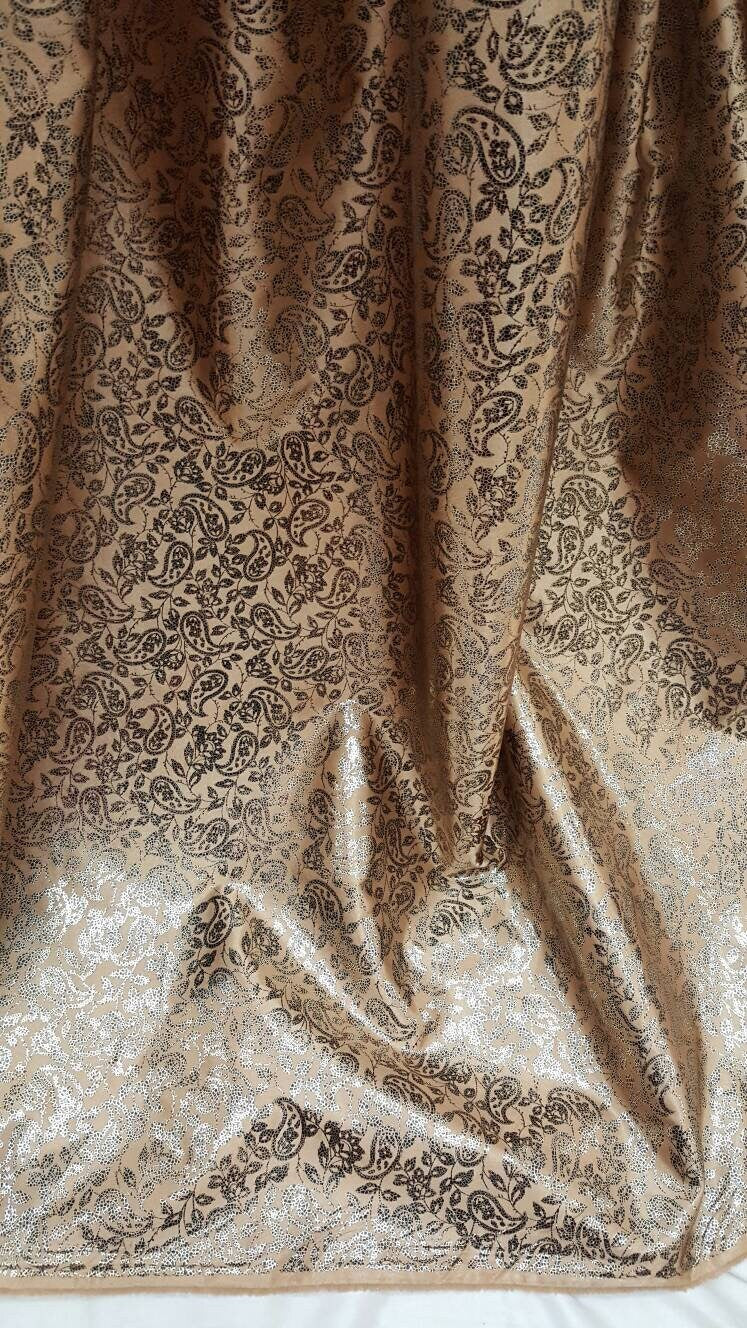 Brocade Paisley Satin Gold Beige