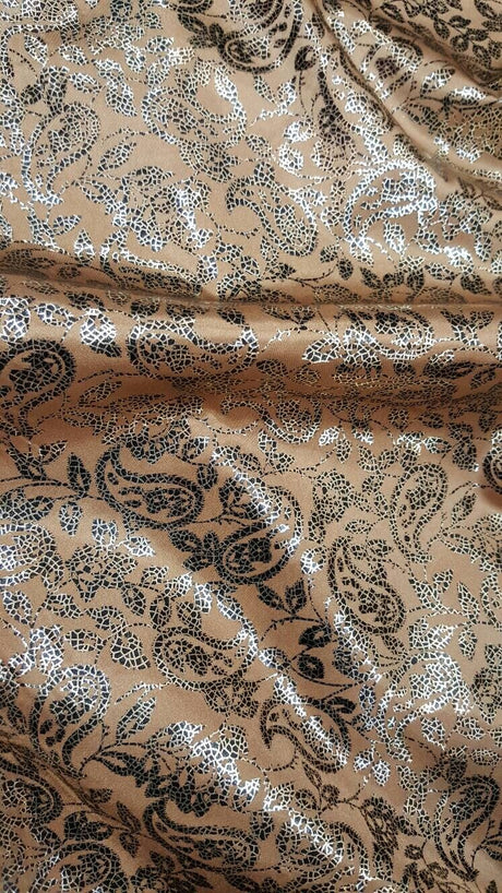 Brocade Paisley Satin Gold Beige