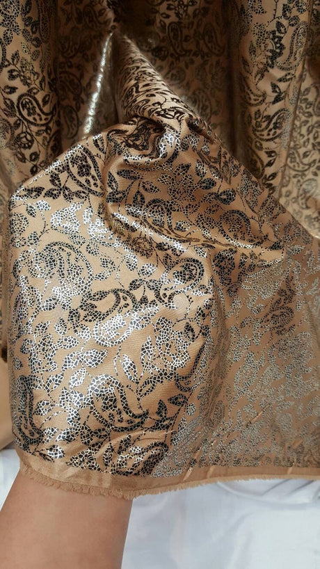 Brocade Paisley Satin Gold Beige
