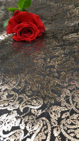 Shining Satin Gold Paisley Black