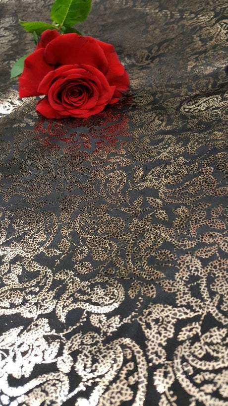 Shining Satin Gold Paisley Black