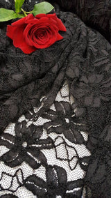 Black Stretch Lace Embroidered Mesh