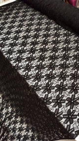 Black Stretch Lace Embroidered Mesh