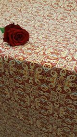 Rayon Challis Orange Yellow Geometric Floral Print