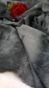 Rayon Challis Crepe Tie Dye Black Gray Fabric