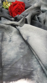 Rayon Challis Crepe Tie Dye Black Gray Fabric