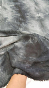 Rayon Challis Crepe Tie Dye Black Gray Fabric