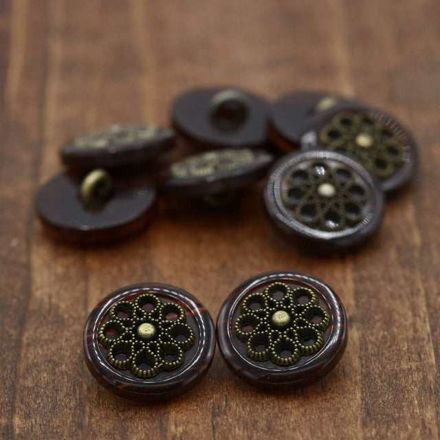 Coat Button Bronze Flower Shank 32L