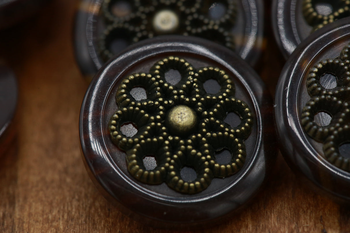 Coat Button Bronze Flower Shank 32L
