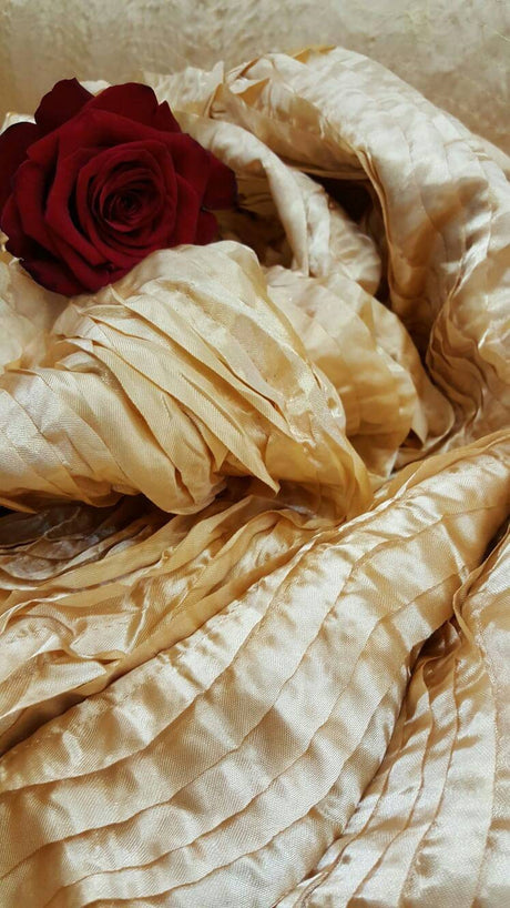 Gold Waves Satin Fabric