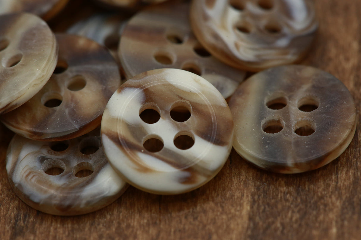 Button Plastic Tortoise Brown 12mm